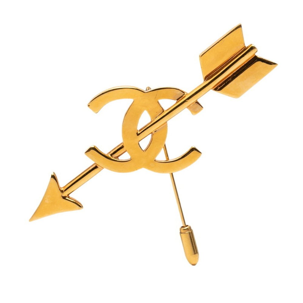 CHANEL Authentic Vintage Gold Logo Brooch